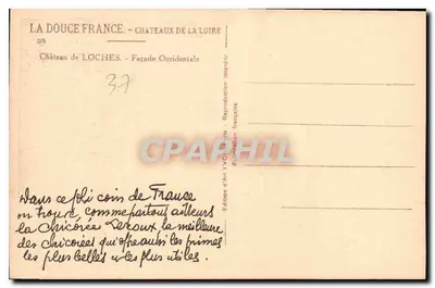 Zamek Loches — Façada Zachodnia — Wydawnictwo Art YVON — Rewers