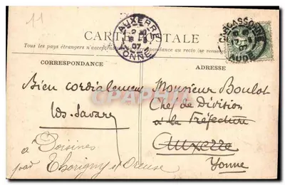 Miasto Carcassonne — Wieża Vade i perspektywa murów południowych — Édit. N.G. — Rewers