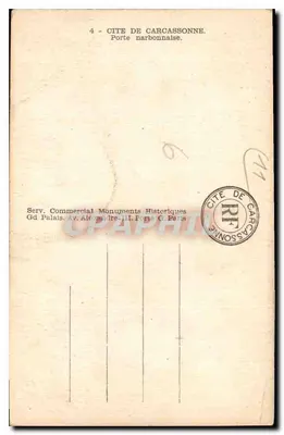 कार्कासोन के सिटी — नार्बोन्नेज़ पोर्ट — सर्विस कॉमर्शियल मॉनुमेंट्स हिस्टोरिक्स, पेरिस — पीछे