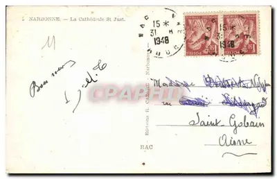 NARBONNE — A Catedral de São Justo — Éditions R. CAZARÉ — Verso