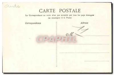 Miasto Carcassonne — Wznoszenie bramy Aude — Wydawca: Victor Joray, Wyd. Carcassonne — Rewers