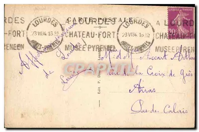 LOURDES - Bazylika, widok z Zamku-Fortu - P.D. n°39 — Rewers