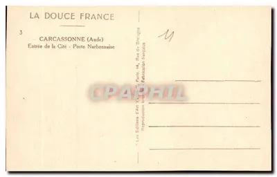 Carcassonne — Invoer in de Stad - Poort van Narbonne — Éditions d'Art Yvon, Parijs — Achterkant