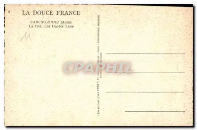 Carcassonne (Aude) — A Cidade. As Altas Lices — Edições La Douce France — Verso