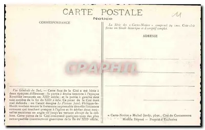 Carcassonne — Ogólny widok z południa — Fot. Michel Jordy — Rewers
