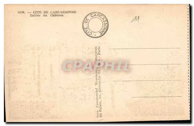 Cidade de Carcassonne — Entrada do Castelo — Editor Alexandre III, Paris — Verso