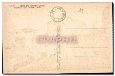 Ciudad de Carcassonne — Defensas del Frente Oeste — Editor Serv. Comercial Manuscrits Historiques, París — Reverso