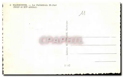 NARBONNE — Katedra św. Justa — XIII i XV wiek — Wydawnictwo R. CÉZARE, Narbonne — Rewers