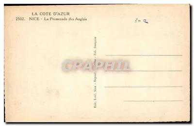 Nizza - La Promenade des Anglais — Côte d'Azur, serie 2502, uitgever Loel — Achterkant