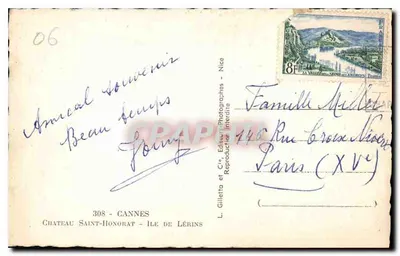 Castelo de São Honório — Ilha de Lérins — L. Gilletta & Cie, Cannes — Verso