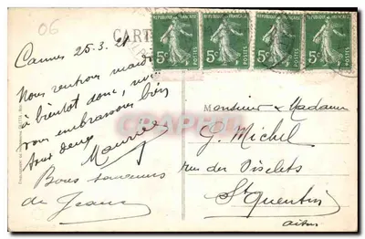 CANNES - Widok z Kalifornii i Gór Estérel — wydawca: Zakład Fotografii Rios, nr 413 — Rewers
