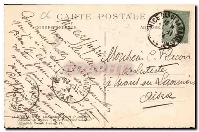 Palmy przy drodze — Ogród Albert I, Nice — Wydawca: NICE (M.) — Rewers