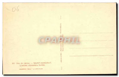 Wyspy Lérins — Święty Honorat — Stary zamek wzniesiony — kolekcja Bella — Rewers