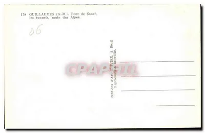 Ponte de Sauze — os túneis, estrada das Alpes — Edições d'Art Olivier, em Beaulieu — Verso