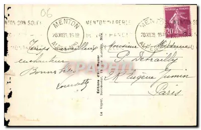 Menton — Publiczny ogród — Foto Munier, nr 169 — Rewers