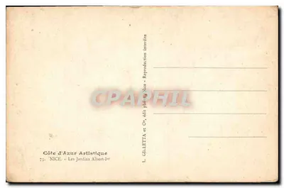 Ogród Albert-1er — Nice — Wydawca L. Gilletta & Cie — Rewers