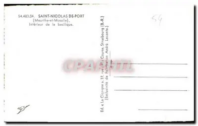 Wnętrze bazyliki św. Nikodema w Port — Meurthe-et-Moselle — Wyd. La Cigogne, nr 54.483.04 — Rewers
