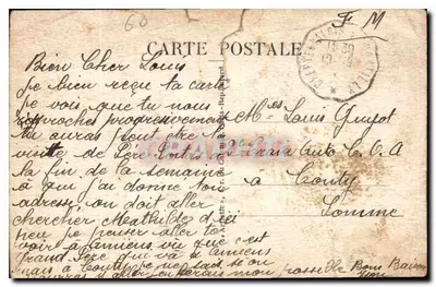 Bilhete postal antigo Barbery Oise Cafe de la Gare — Verso