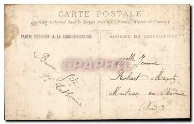 Mulher e criança — Estúdio fotográfico — Carte postale francesa — Verso