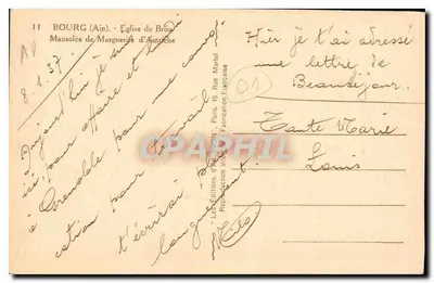 Mausoleo di Marguerite d'Auiche — Chiesa di Brou (Ain) — Editore Yvon, n° 11 — Verso