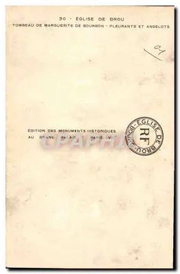 Grób Marguerite de Bourbon — płaczący i aniołki — Wydawnictwo Monuments Historiques — Rewers