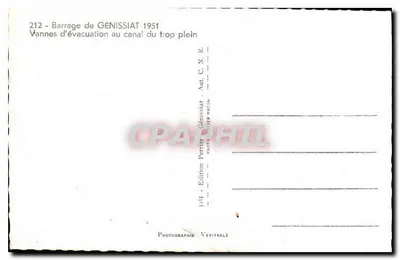 Génissiat Dam — Outlet Gates on the Spillway Channel — Edition C.N.R. 1951 — Back
