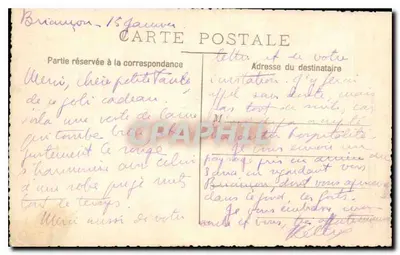 Vale nevado — paisagem invernal com cabana — Brioude, França — Verso