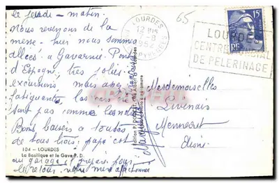 La Basilique et le Gave — Lourdes — Édition P. D. n° 104 — Verso