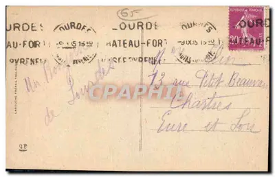 Lourdes - Bazylika i Rosaryn — wydawca: Labouche Frères, Toulouse, n° 192 — Rewers