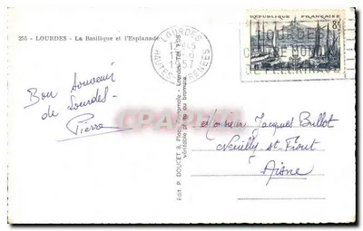Lourdes — A Basílica e a Esplanada — Edit. P. Doucet — Verso