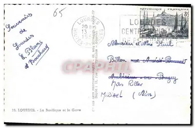 Lourdes — La Basílica y el Gave — C'p — Reverso