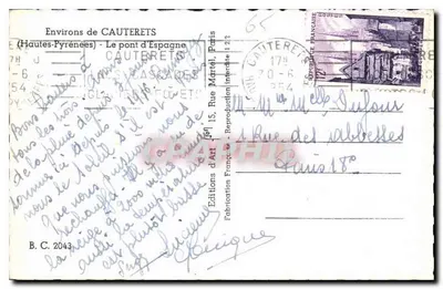 Most w Hiszpanii — Cauterets (Wysokie Pireneje) — Wydawnictwo Martel, Paryż — Rewers