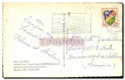 Lourdes — A Gruta, a Aparição, a Basílica — Ed. P. DOUCET & Place de la Gruta — Verso