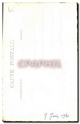 Mulher em vestido claro — jardim florido — Carte postale datada de junho 1930 — Verso