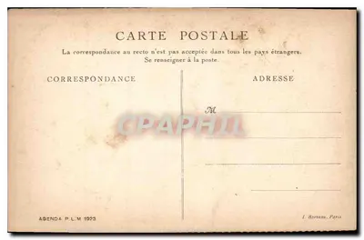 Palazzo di Fontainebleau — Sala Henri II — Agenda P.L.M. 1923 — Verso