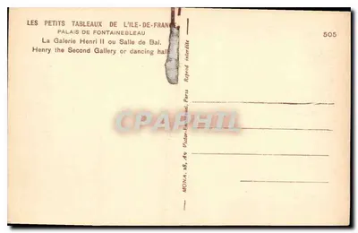 फॉनटेनब्लो पैलेस — हेन्री II की गैलरी या डांस हॉल — प्रकाशक MONA, संख्या 505 — पीछे