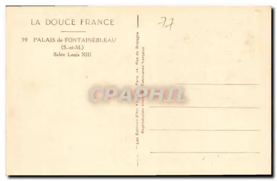 Palácio de Fontainebleau — Salão Luís XIII — Edições d'Arte Vachon — Verso