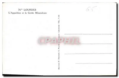 La Gruta Bendita — Aparición de la Virgen de Lourdes — Edición P. Deucet, Lourdes — Reverso