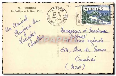 Lourdes — A Basílica e o Gave — Edição P. Doucet Lourdes — Verso