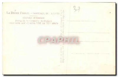 Drzwi kaplicy Świętego Huberta — Zamek Amboise — wydawca La Douce France — Rewers