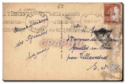 Lourdes — Plac Peyramale i Zamek-Fort — Wyd. Rosary, Lourdes — Rewers