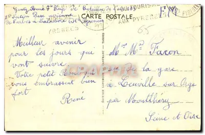 Os Pirineus — Estrada de Barèges e do Tourmalet — Edição Laforgue — Verso