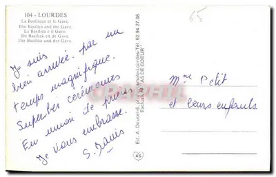 Lourdes — A Basílica e o Gave — Ed. A. Douret-6, AS DE COEUR — Verso