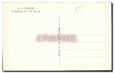 Lourdes — La Basilica e il Pic du Jer — Edizione P. DOUCHE Lourdes — Verso