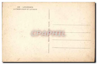 Lourdes — Widok na bazylikę i rzekę Gave — Wydawnictwo E. Capraïls, Lourdes, nr 26 — Rewers