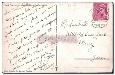 Wyspa Saconnex — Dents du Midi — Wydawca O. Sartori, Genewa, nr 1516 — Rewers