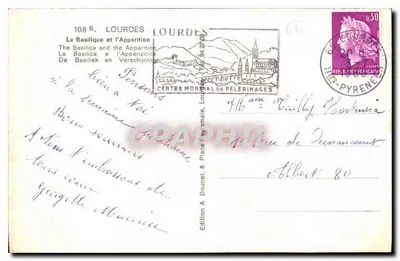 Lourdes — Objawienie Najświętszej Panny Maryi — Wydawnictwo A. Doucet, Lourdes, nr 108 B — Rewers