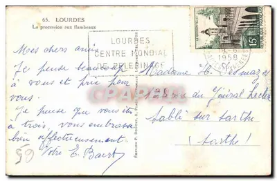 Lourdes — A procissão com tochas — Edição P. Doucet, n°65 — Verso