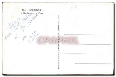 Lourdes — Bazylika i rzeka Gave — Wydawca Edlux — Rewers