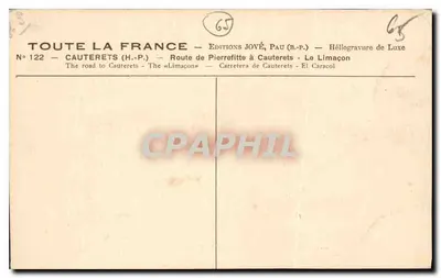Trasa Pierrefitte do Cauterets - Le Limacon — Éditions Jové, Pau (B.P.) — Rewers
